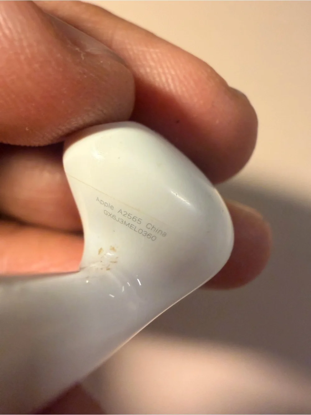 Apple Right Earbud in White with Black Mesh Detail